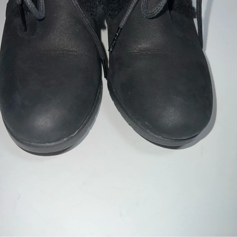 UGG Black Wedge Jeovana Boots with Fur Trim size 7
